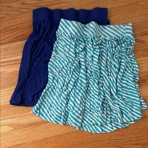 LOFT Blue and Teal Striped Skirts